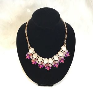 Statement necklace gold hardware with purple